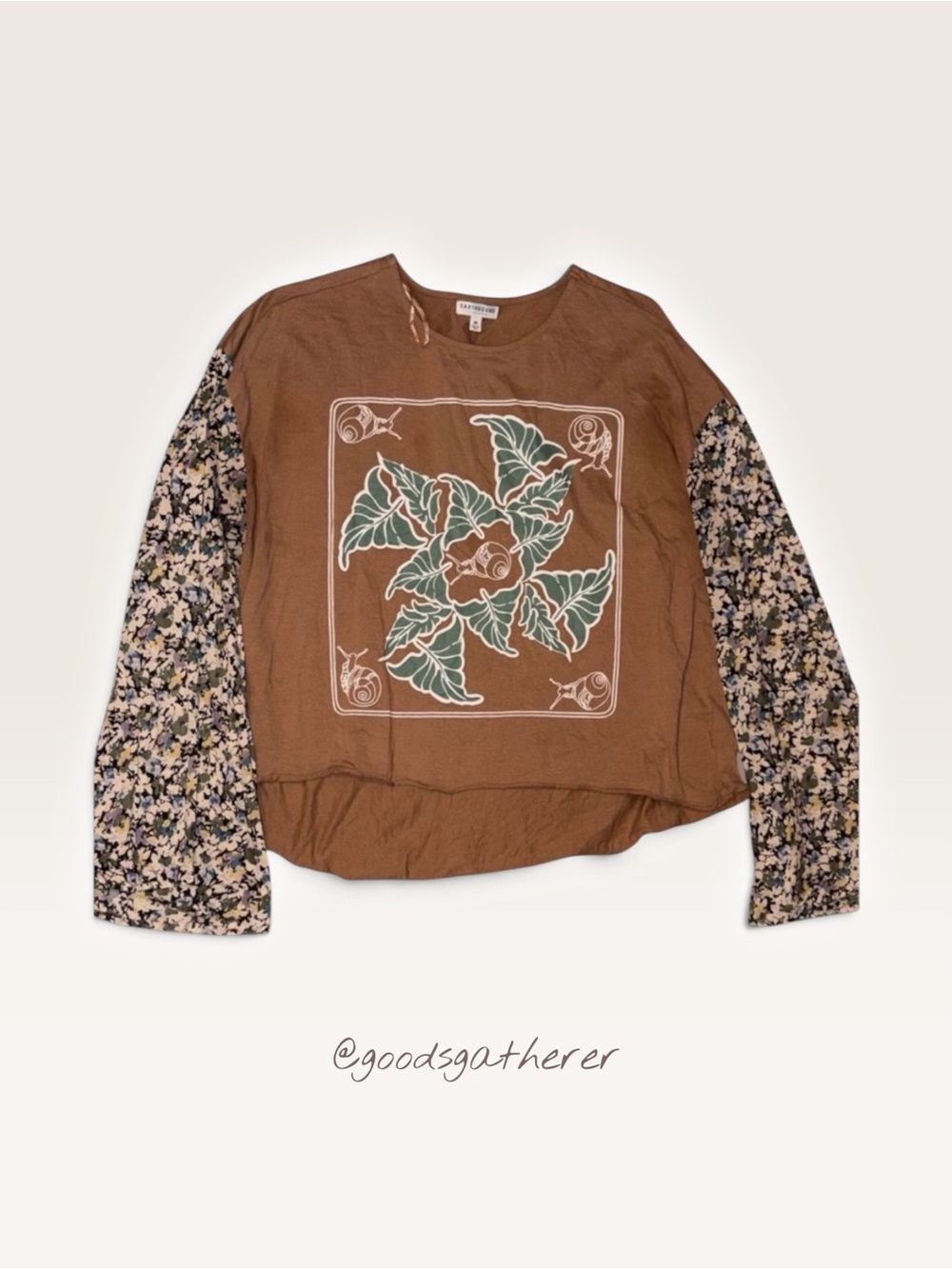 Earthbound Trading Co 100% Cotton Brown Snail Graphic Top